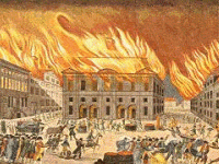 En illustration af København der brænder