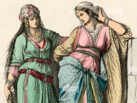 En håndtegning af velhavende jødiske kvinder i det gamle Israel 